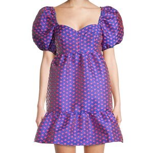 Lilly Pulitzer Sz 4 Nelle Heart Jacquard Purple Dress with Pink Heart Pattern